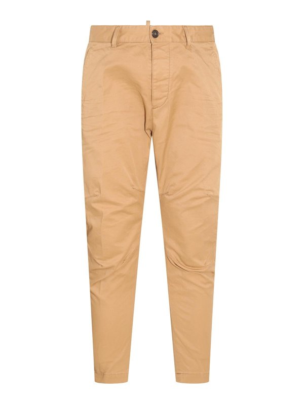 DSQUARED2: casual trousers - Light brown cotton blend trousers