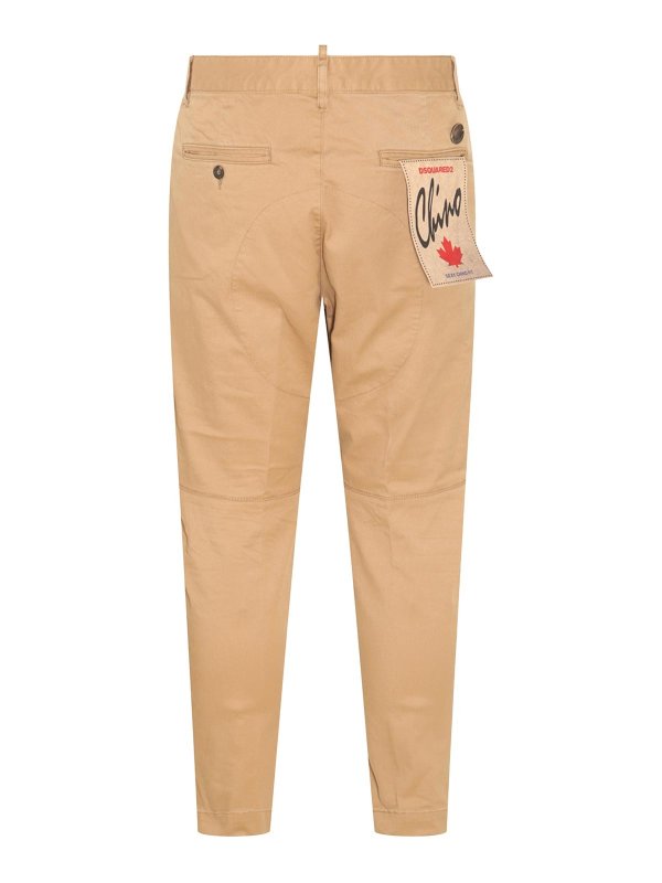 DSQUARED2: casual trousers online - Light brown cotton blend trousers