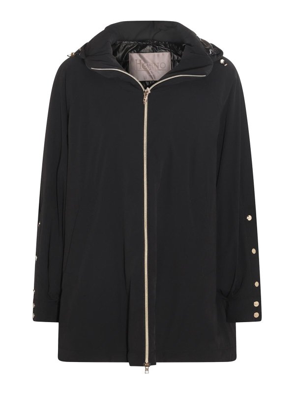 HERNO: short coats - Black coat