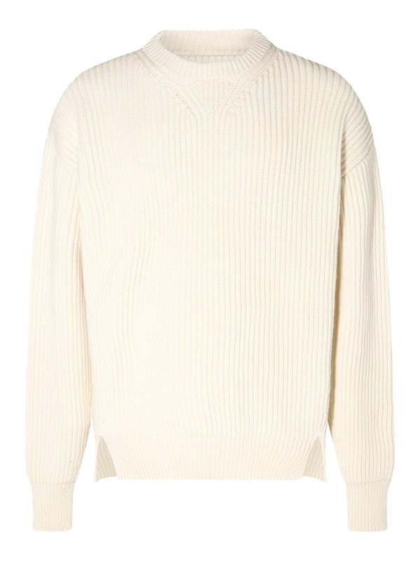 JIL SANDER: crew necks - White cotton knitwear