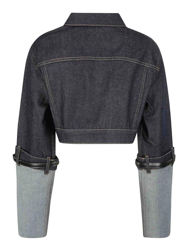 COPERNI: denim jacket online - Cropped hybrid denim jacket
