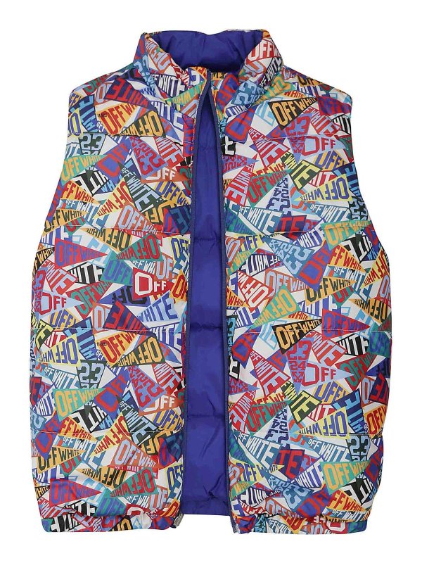 The Best Shops OFF-WHITE: vests - Flags reversible puffer vest