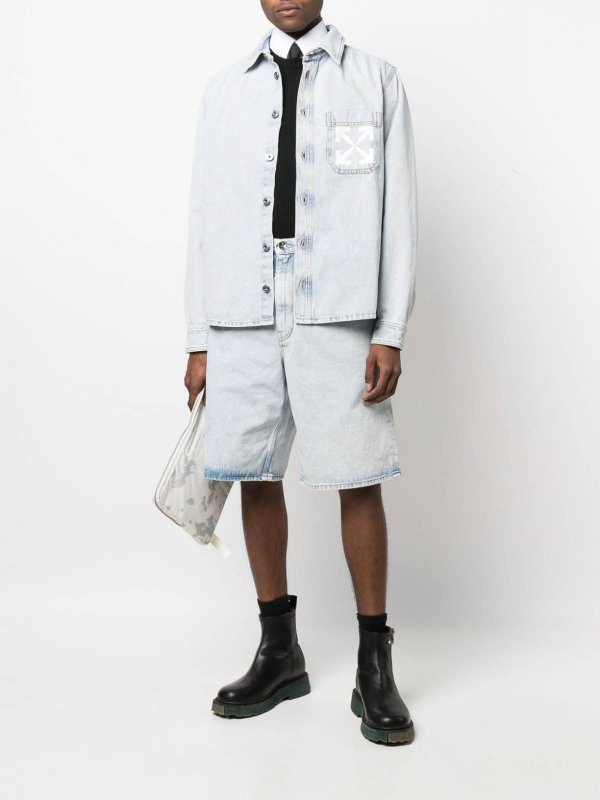 OFF-WHITE: トラウザーショーツ online - ショートパンツ - ブルー