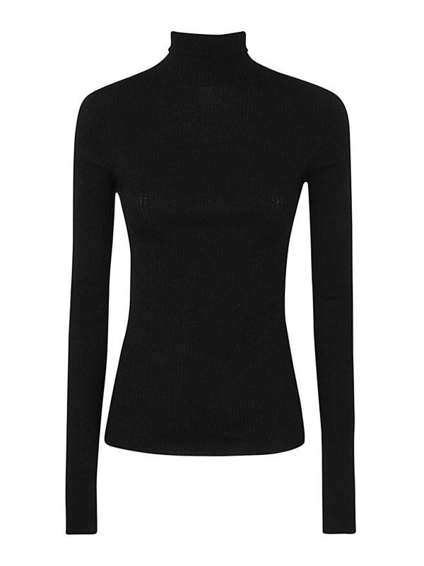 SPORTMAX: Rollkragenpullover  und Polo-Ausschnitt - Rollkragenpullover - Schwarz