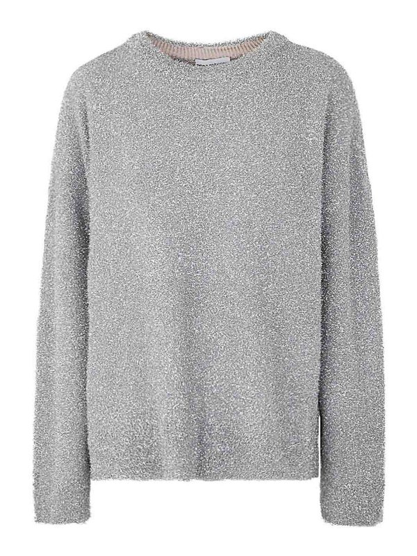 PACO RABANNE: Strickpullover mit Rundhalsausschnitt - Rundhalspullover - Metallic