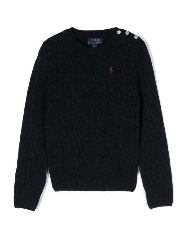POLO RALPH LAUREN: Strickpullover mit V-Ausschnitt - V-Pullover - Blau