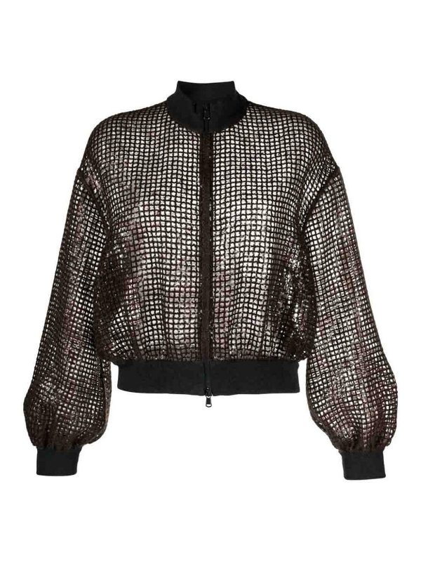 BRUNELLO CUCINELLI: bombers - Bomber dazzling net embroidery