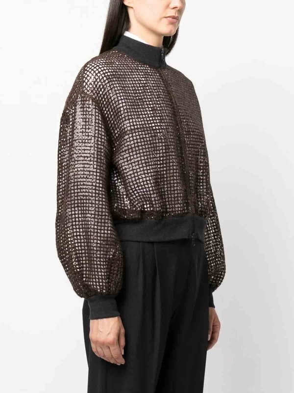 BRUNELLO CUCINELLI: bombers online - Bomber dazzling net embroidery