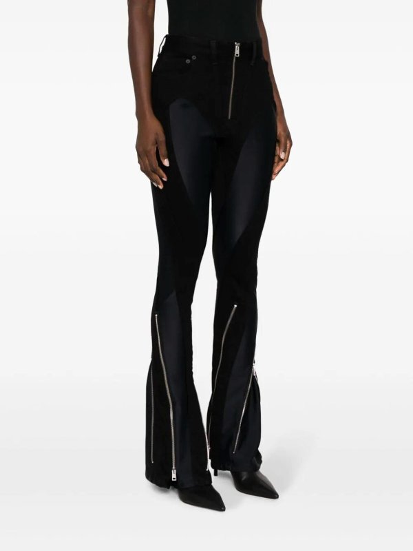 MUGLER: jeans bootcut online - Jeans bimateriale con zip