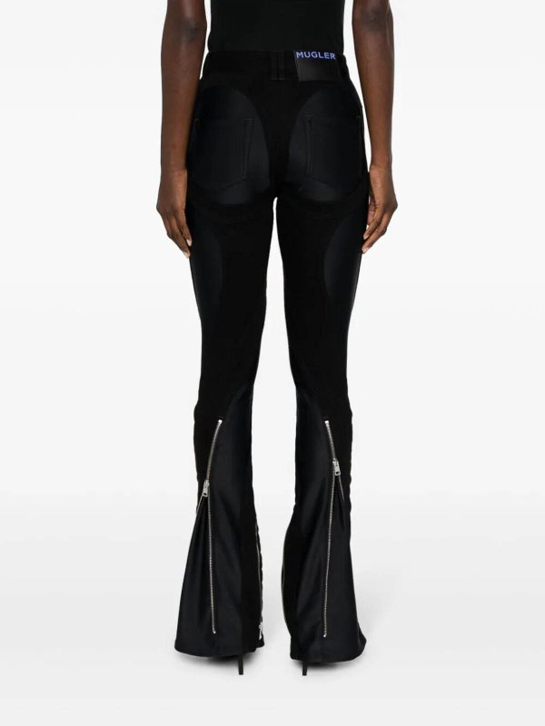 Jeans bimateriale con zip shop online: MUGLER