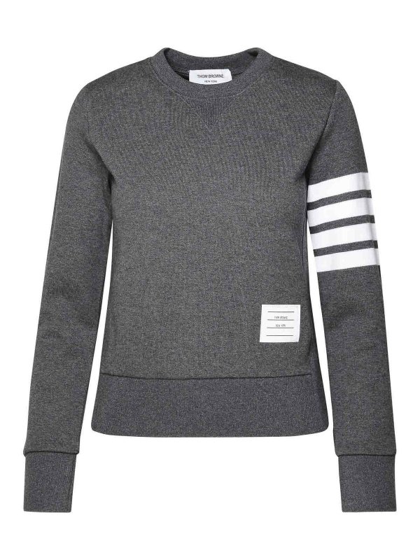 THOM BROWNE: Strickpullover mit Rundhalsausschnitt - U-Boot-Pullover - Grau