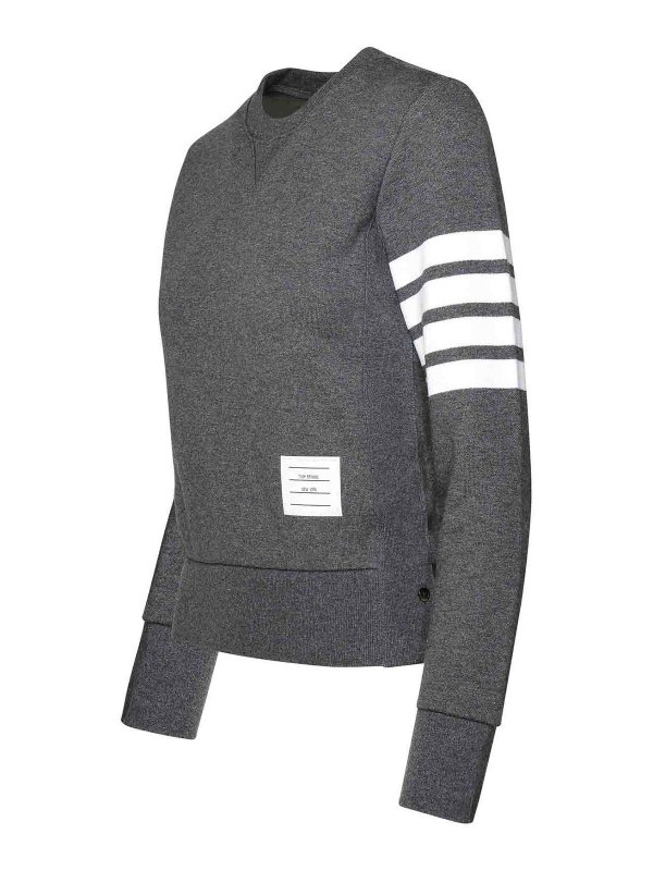 The Best Shops THOM BROWNE: Strickpullover mit Rundhalsausschnitt - U-Boot-Pullover - Grau