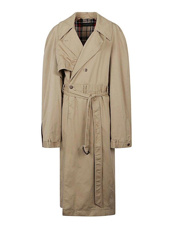 BALENCIAGA: short coats - Cotton trench coat