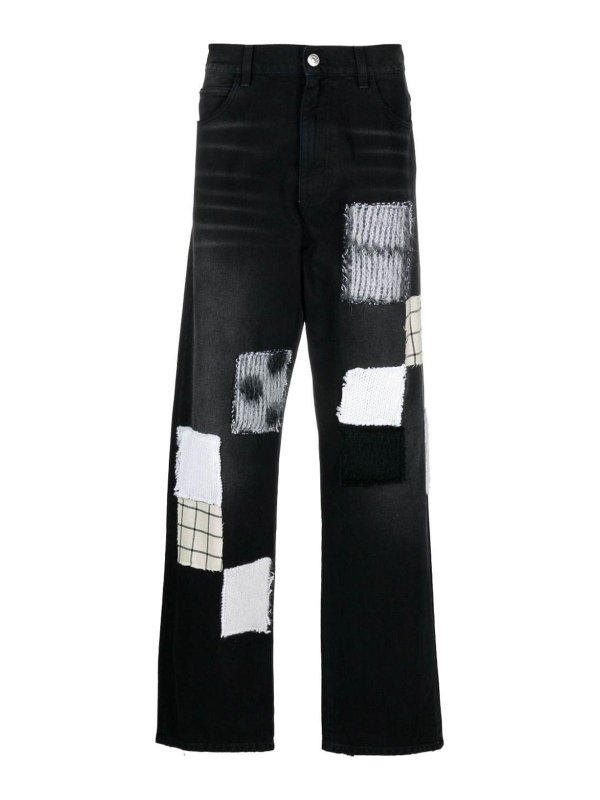 Marni: bootcut jeans - Patchwork cotton denim jeans