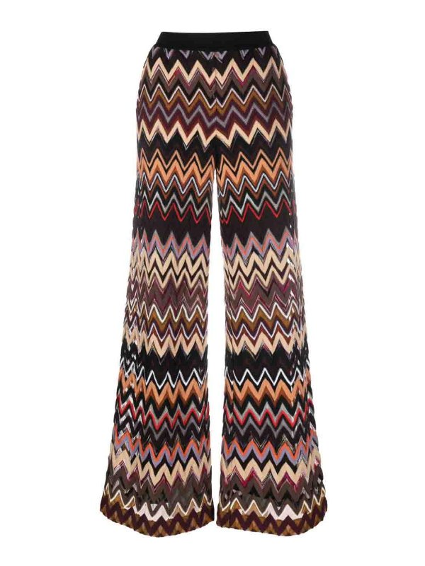 MISSONI: Trousers Shorts - Zig zag pattern wide leg trousers
