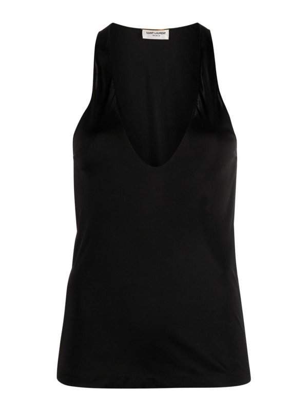 SAINT LAURENT: Tops & Tank tops - Deep neckline jersey top