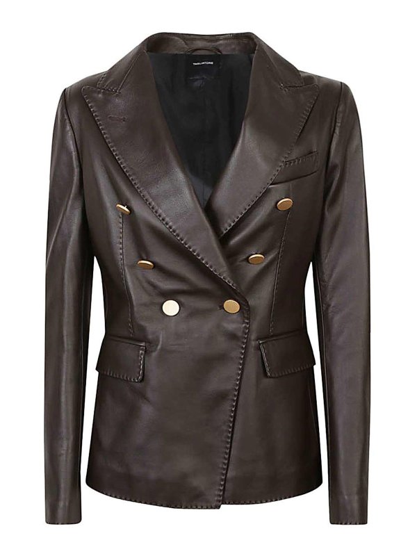 TAGLIATORE: casual jackets - Double-breasted leather jacket