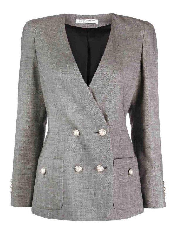 ALESSANDRA RICH: casual jackets - Double breasted tartan wool jacket