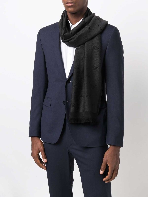 The Best Shops EMPORIO ARMANI: scarves - Allover logo wool scarf