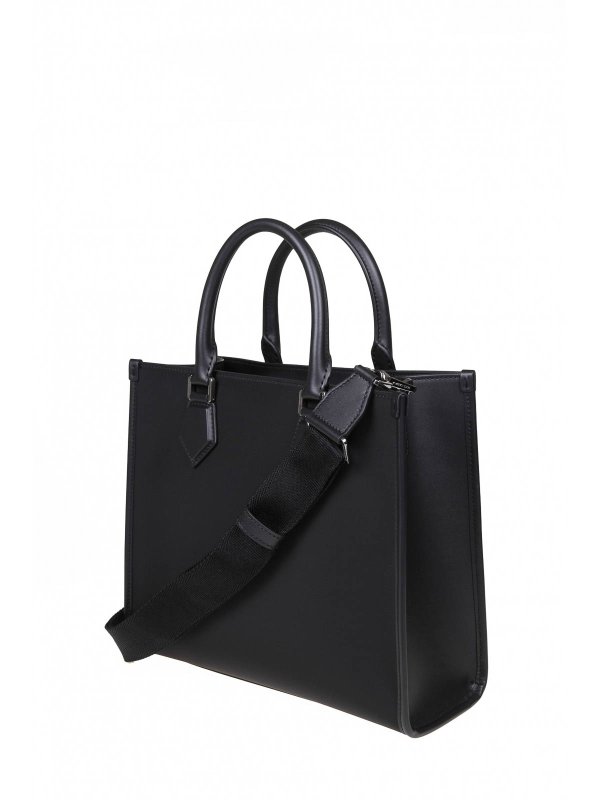 The Best Shops DOLCE & GABBANA: totes bags - shopping bag in nylon con logo gommato