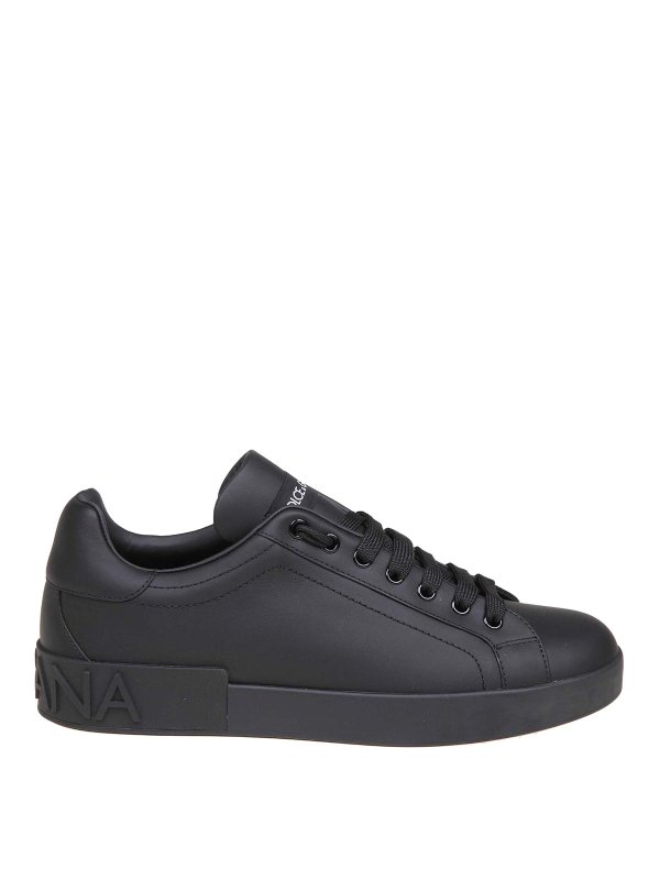 DOLCE & GABBANA: trainers - black leather sneakers