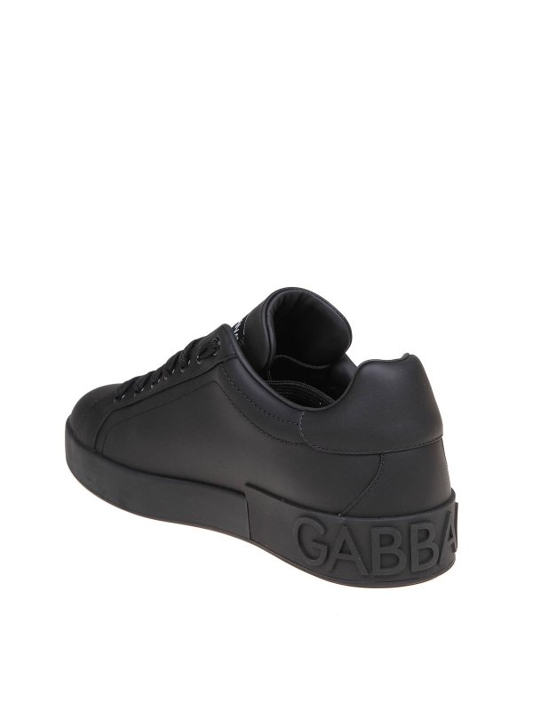 black leather sneakers shop online: DOLCE & GABBANA