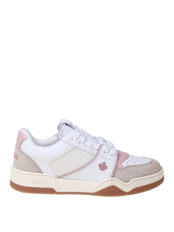 DSQUARED2: trainers - white and pink leather and suede sneakers