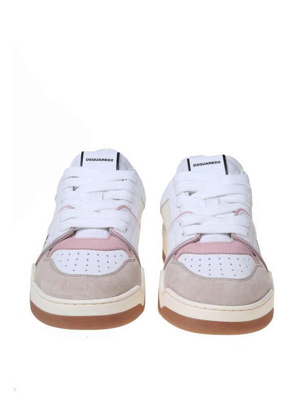 The Best Shops DSQUARED2: trainers - white and pink leather and suede sneakers