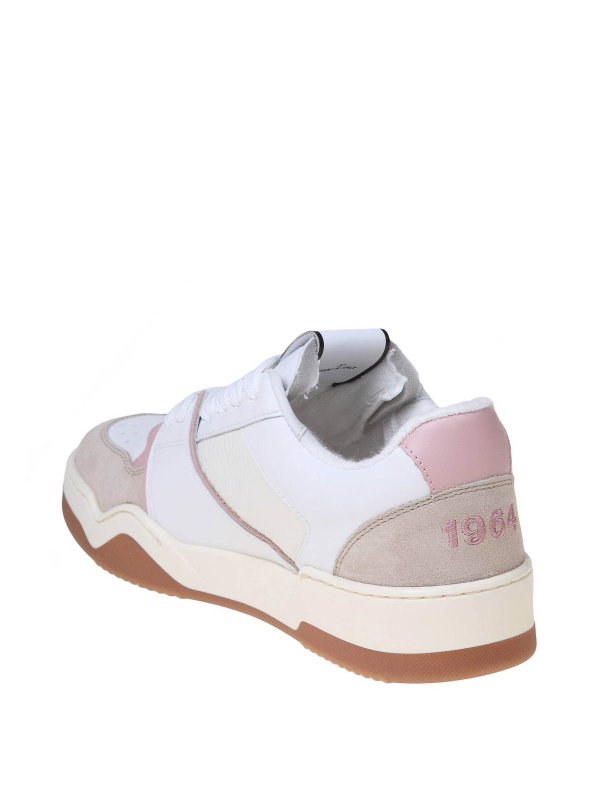 white and pink leather and suede sneakers shop online: DSQUARED2