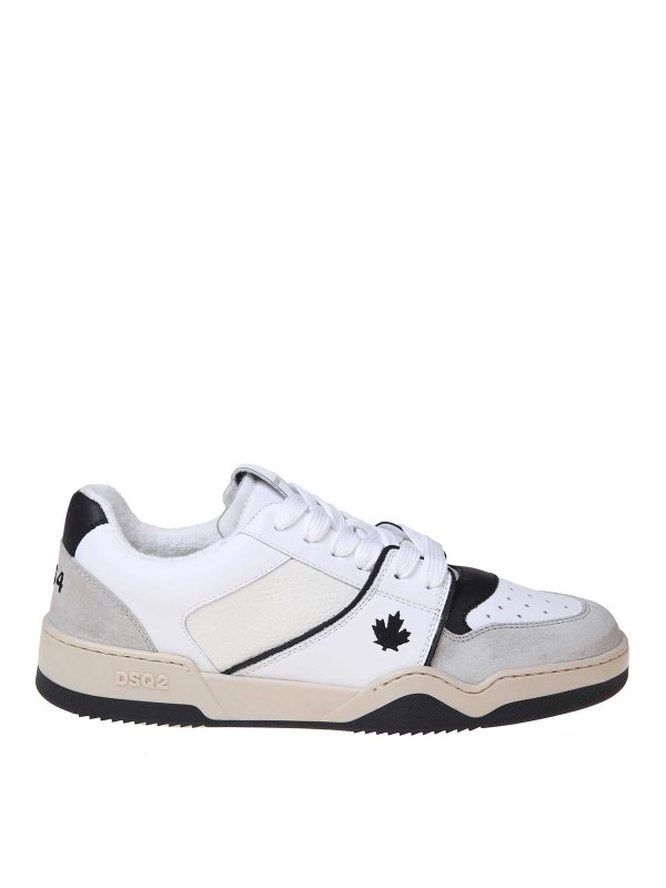 DSQUARED2: trainers - black and white leather and suede sneakers