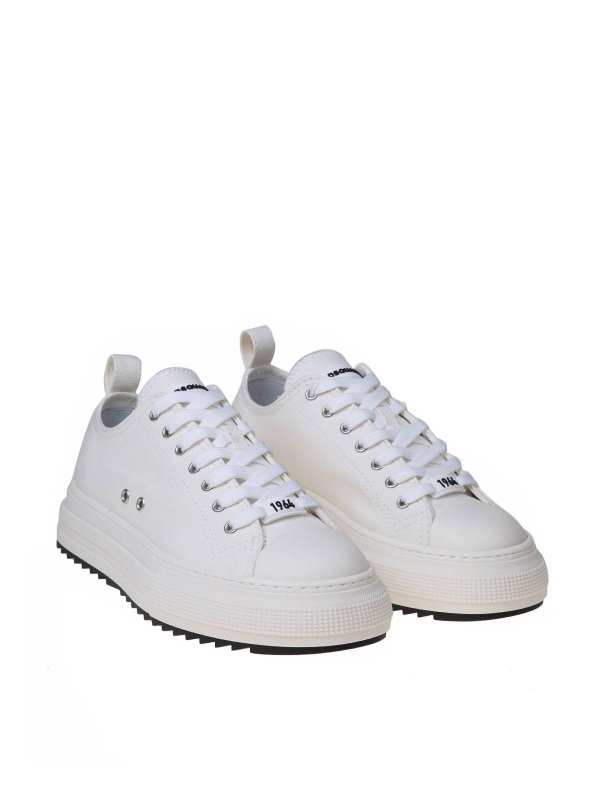 DSQUARED2: trainers online - white cotton canvas sneakers