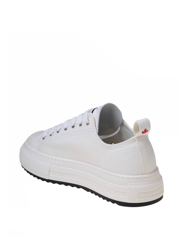 white cotton canvas sneakers shop online: DSQUARED2