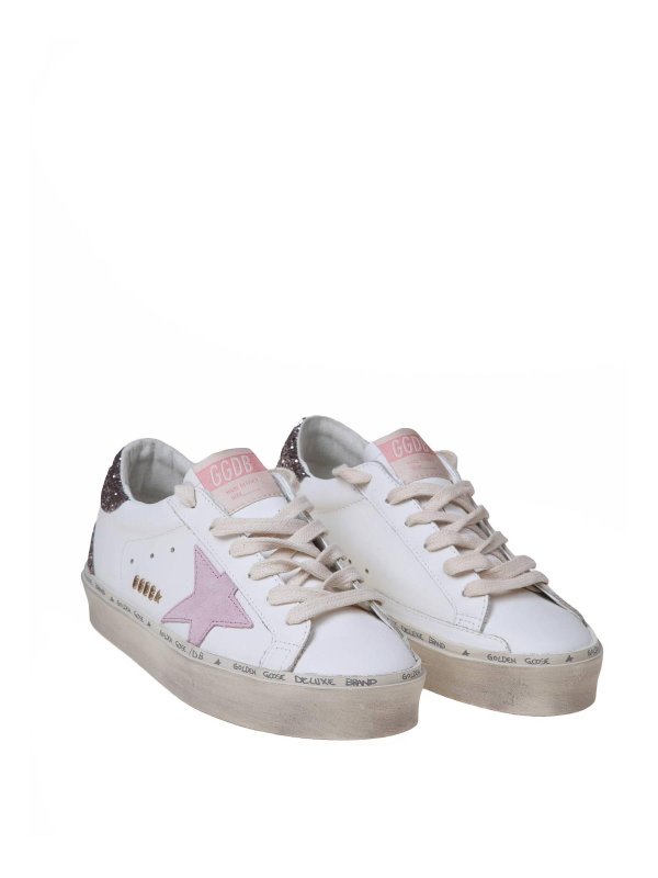 GOLDEN GOOSE: trainers online - hi star in white and pink leather