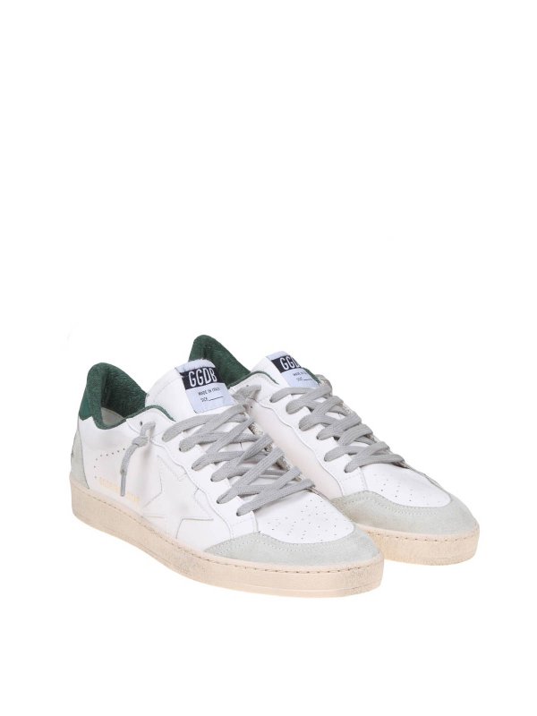 GOLDEN GOOSE: trainers online - ballstar sneakers in white and green leather
