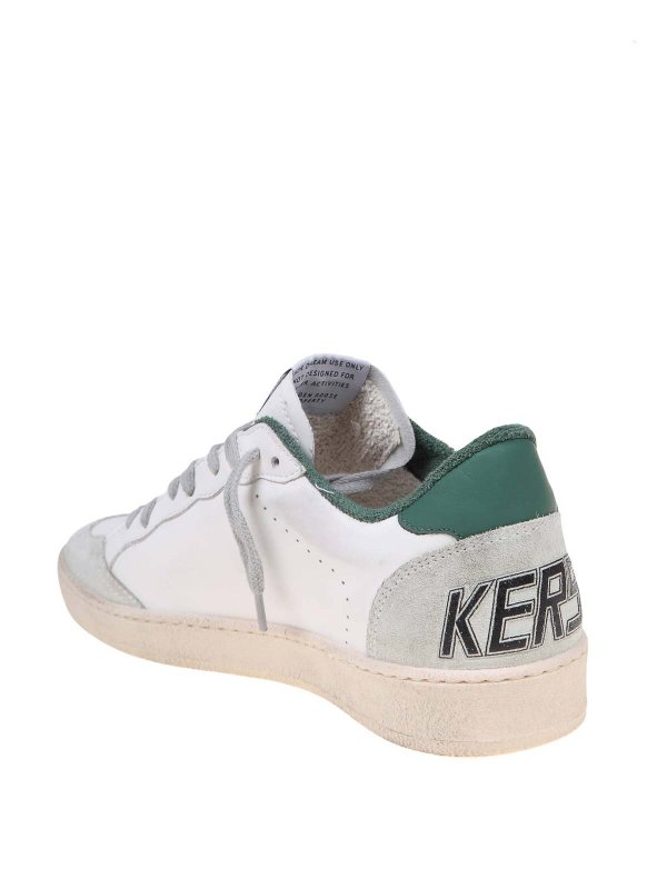 ballstar sneakers in white and green leather shop online: GOLDEN GOOSE