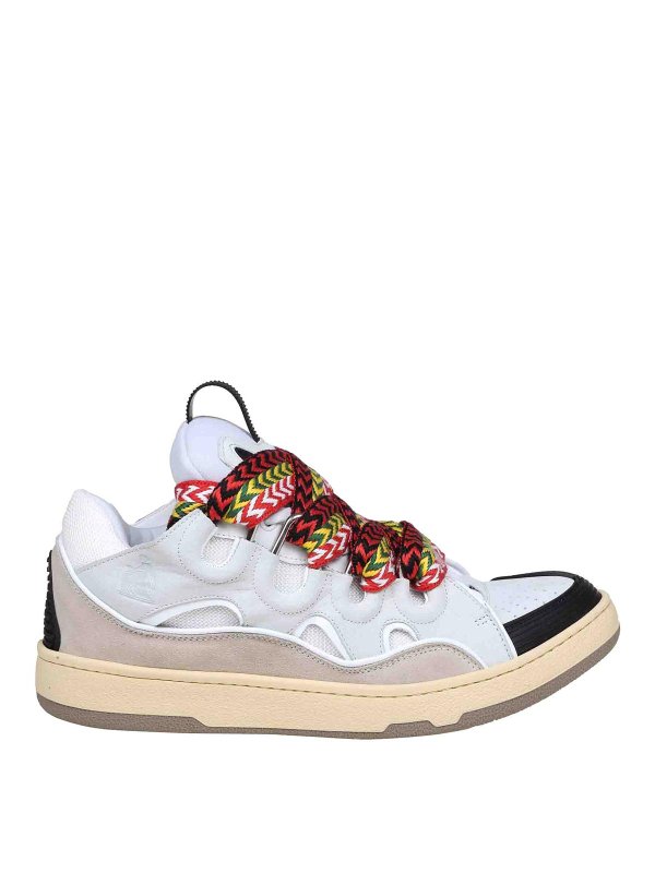 LANVIN: sneakers - curb sneakers in pelle e camoscio