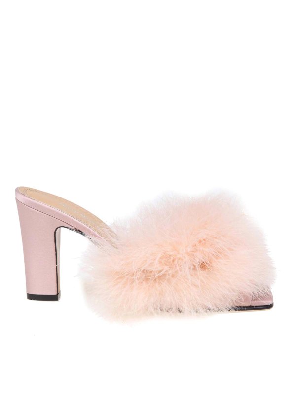 Maison Margiela: mules shoes - mules with pink feathers