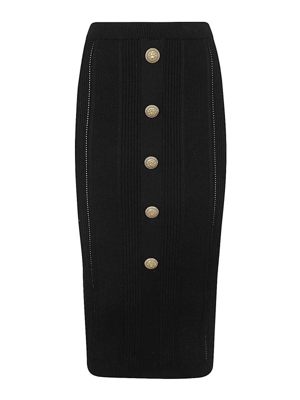 Balmain: Knee length skirts & Midi - See through knit midi skirt