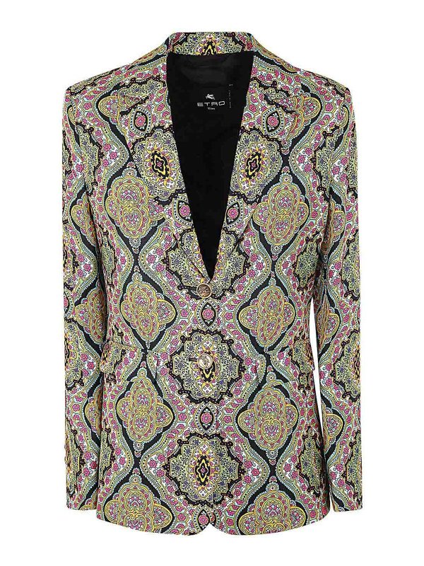 ETRO: casual jackets - Printed silk twill jacket