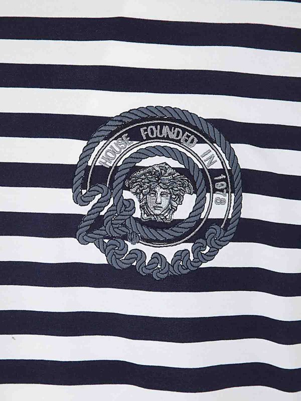 The Best Shops VERSACE: t-shirt - T-shirt in tessuto jersey rigato