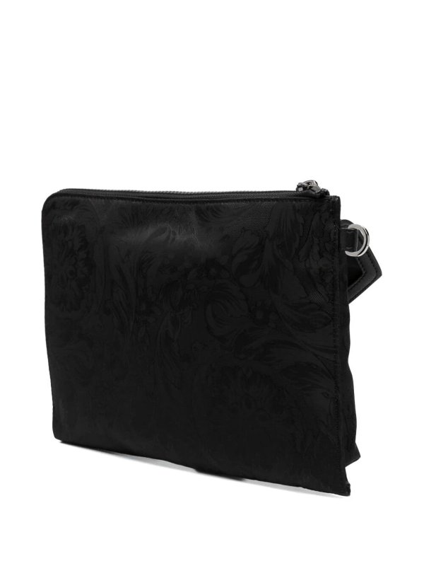 VERSACE: pochette online - Marsupio con zip in tessuto nylon barocco