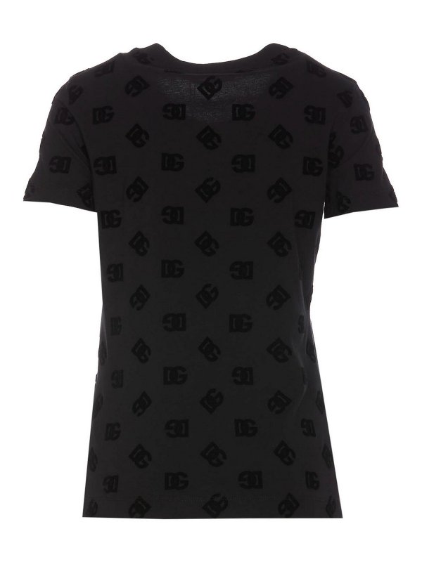 DOLCE & GABBANA: t-shirt online - T-shirt con logo dg floccato all over
