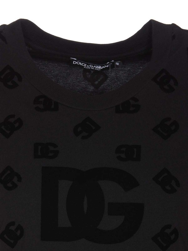 T-shirt con logo dg floccato all over shop online: DOLCE & GABBANA