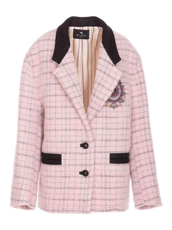 ETRO: casual jackets - Embroidered check heavy jacket