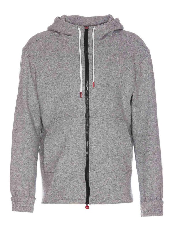KITON: Sweatshirts & Sweaters - Logo zip hoodie
