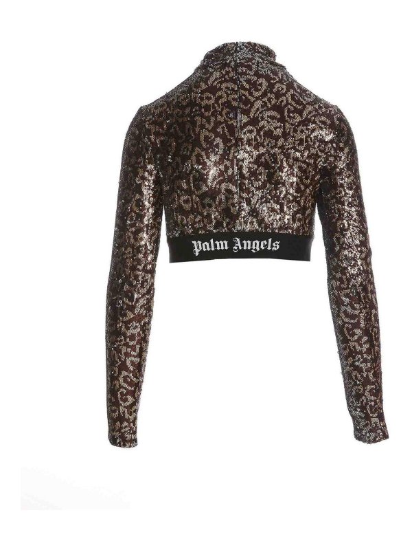 Palm Angels: Tops & Tank tops online - Cropped logo sequins top