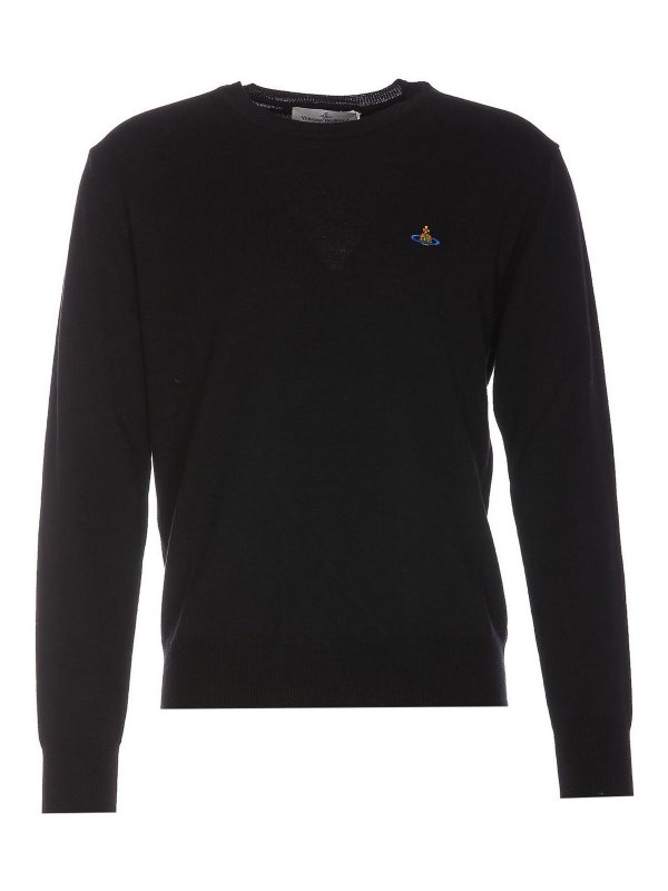 VIVIENNE WESTWOOD: Strickpullover mit Rundhalsausschnitt - Rundhalspullover - Schwarz