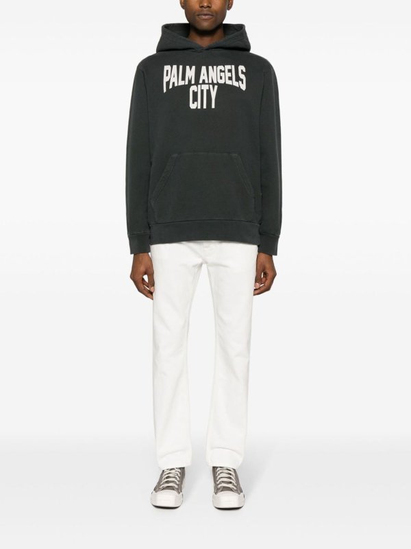 Palm Angels: straight leg jeans online - Denim with logo