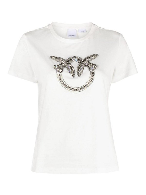 Pinko: t-shirts - Rhinestone logo t-shirt