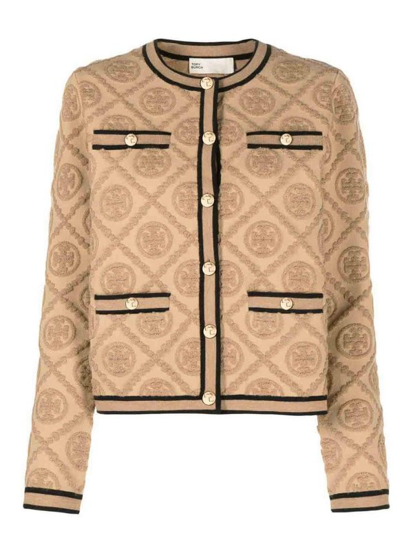 TORY BURCH: cardigans - Monogram motif cardigan